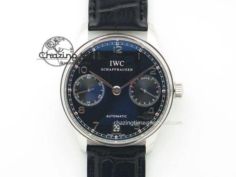 Portuguese IW358304 ZF 1:1 Best Edition SS Blue Dial on Leather Strap A82200