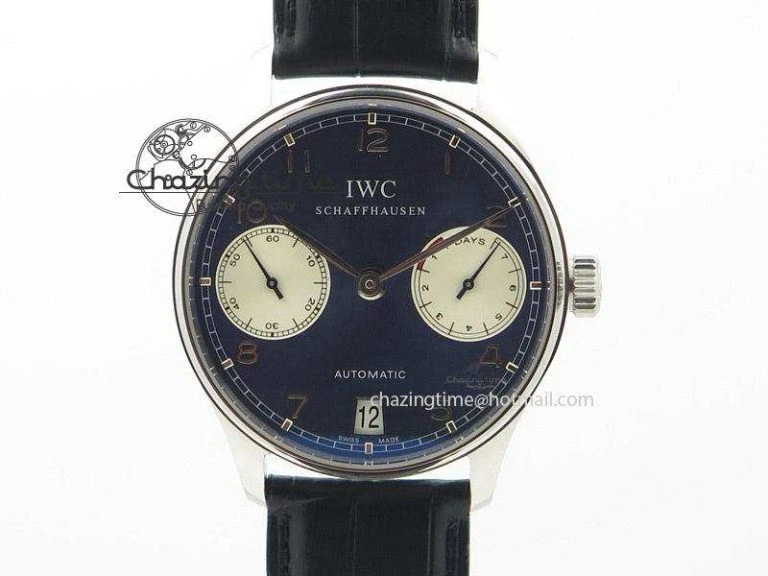 Portuguese IW358304 ZF 1:1 Best Edition SS Blue Dial on Leather Strap A82200