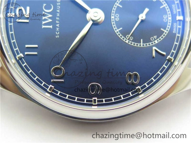 Portuguese IW358304 ZF 1:1 Best Edition SS Blue Dial on Leather Strap A82200