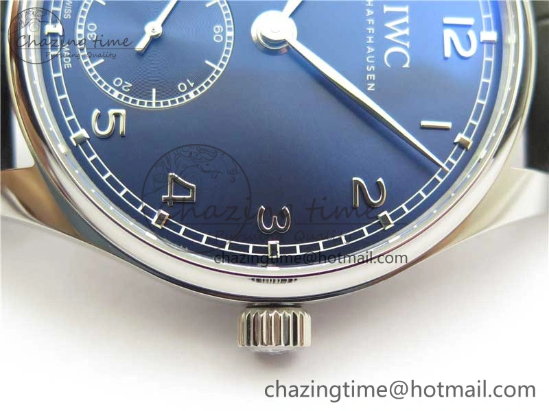 Portuguese IW358304 ZF 1:1 Best Edition SS Blue Dial on Leather Strap A82200