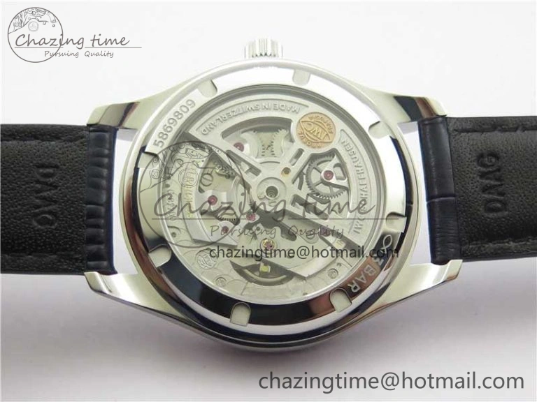 Portuguese IW358304 ZF 1:1 Best Edition SS White Dial Blue Markers on Leather Strap A82200