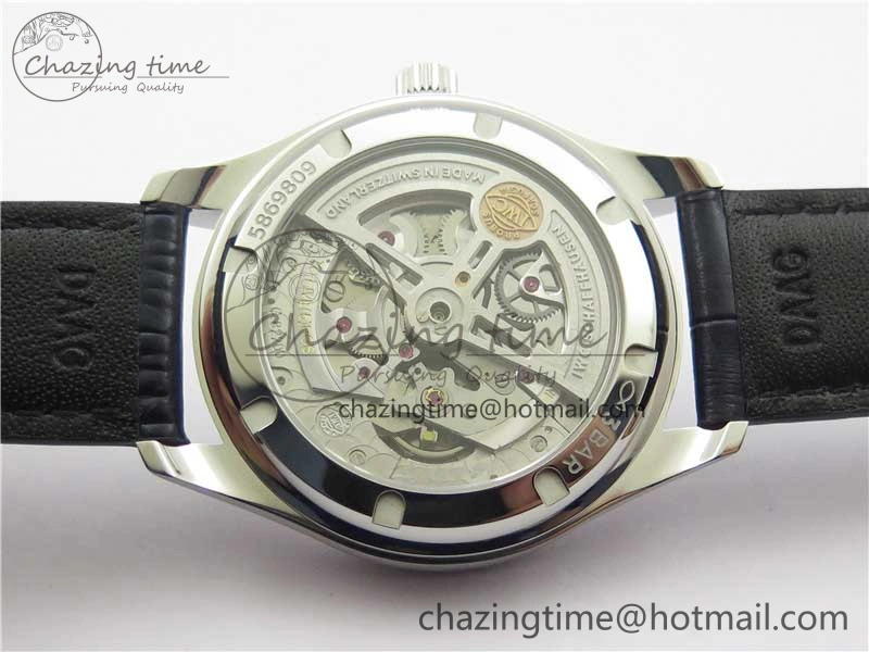 Portuguese IW358304 ZF 1:1 Best Edition SS White Dial Blue Markers on Leather Strap A82200