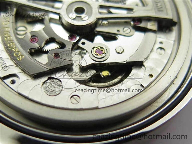 Portuguese IW358304 ZF 1:1 Best Edition SS White Dial Blue Markers on Leather Strap A82200