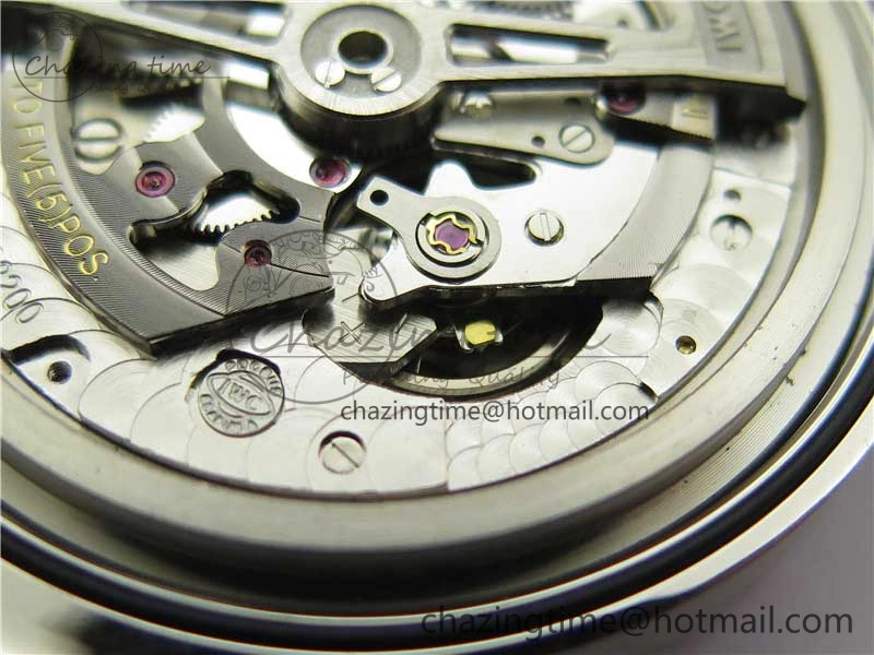Portuguese IW358304 ZF 1:1 Best Edition SS White Dial Blue Markers on Leather Strap A82200