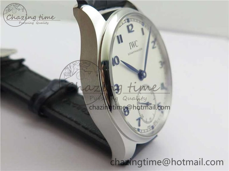 Portuguese IW358304 ZF 1:1 Best Edition SS White Dial Blue Markers on Leather Strap A82200