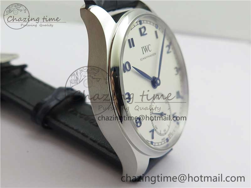 Portuguese IW358304 ZF 1:1 Best Edition SS White Dial Blue Markers on Leather Strap A82200