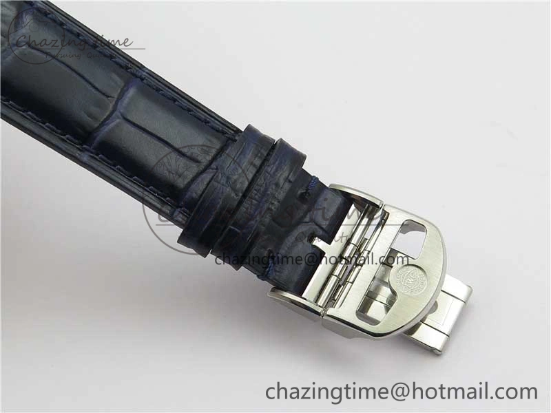 Portuguese IW358304 ZF 1:1 Best Edition SS White Dial Blue Markers on Leather Strap A82200