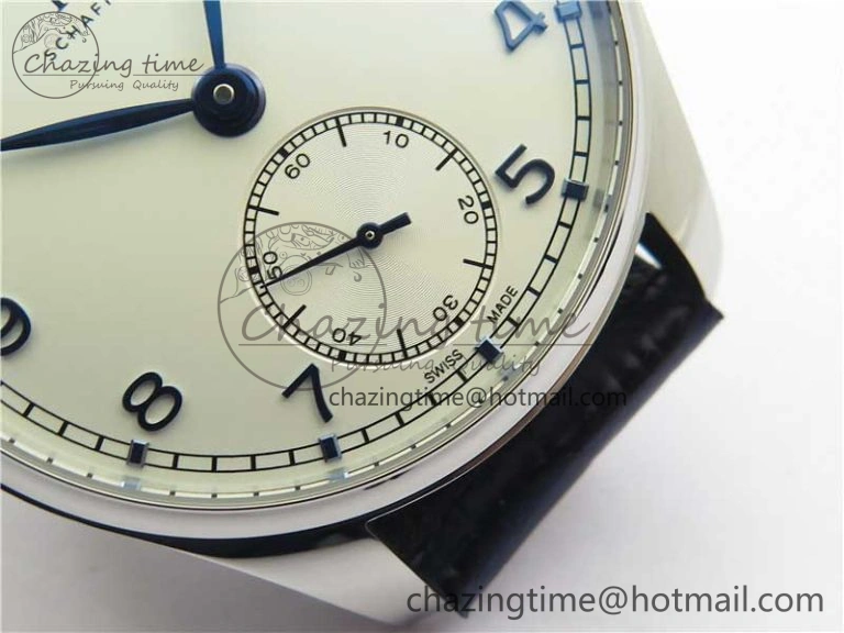 Portuguese IW358304 ZF 1:1 Best Edition SS White Dial Blue Markers on Leather Strap A82200