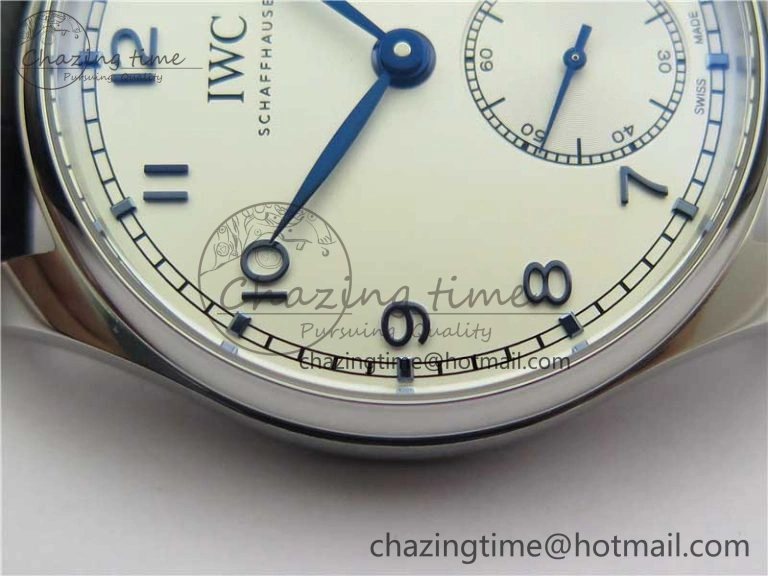 Portuguese IW358304 ZF 1:1 Best Edition SS White Dial Blue Markers on Leather Strap A82200