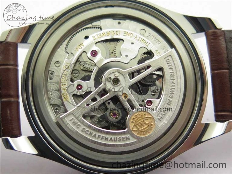 Portuguese IW358304 ZF 1:1 Best Edition SS White Dial RG Markers on Leather Strap A82200