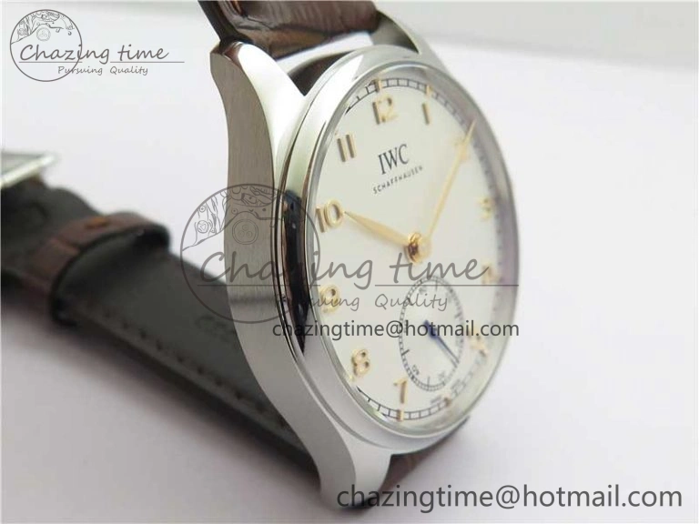 Portuguese IW358304 ZF 1:1 Best Edition SS White Dial RG Markers on Leather Strap A82200