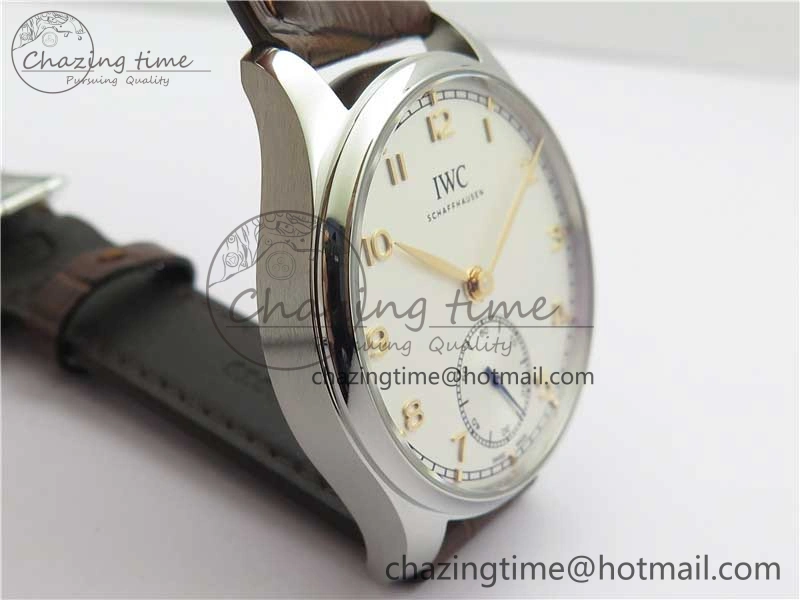 Portuguese IW358304 ZF 1:1 Best Edition SS White Dial RG Markers on Leather Strap A82200