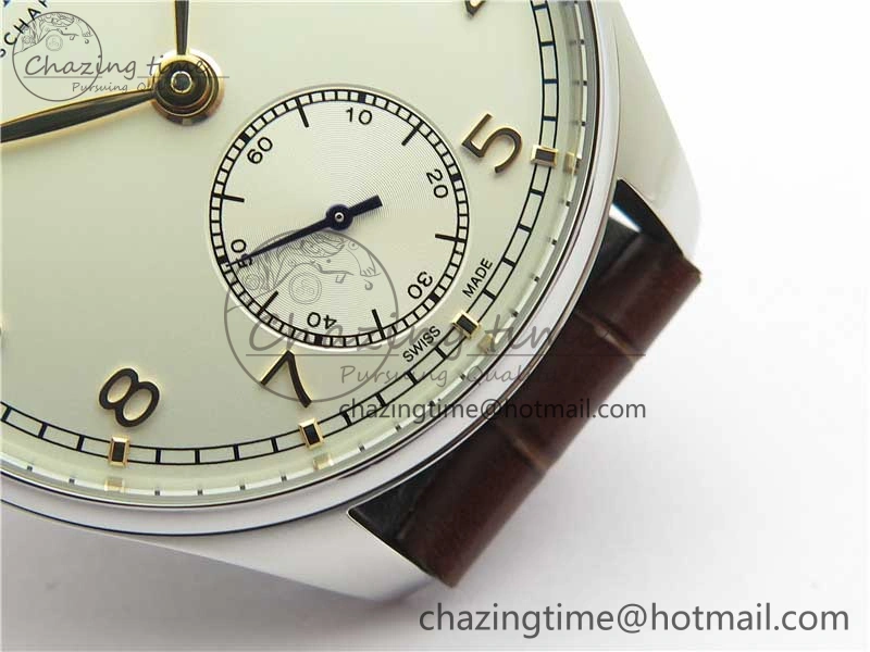 Portuguese IW358304 ZF 1:1 Best Edition SS White Dial RG Markers on Leather Strap A82200