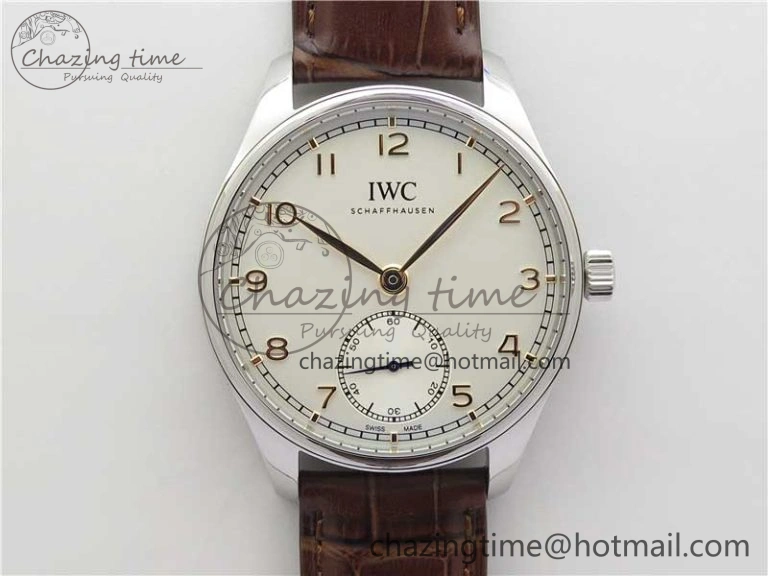 Portuguese IW358304 ZF 1:1 Best Edition SS White Dial RG Markers on Leather Strap A82200