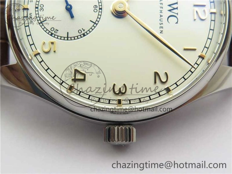 Portuguese IW358304 ZF 1:1 Best Edition SS White Dial RG Markers on Leather Strap A82200