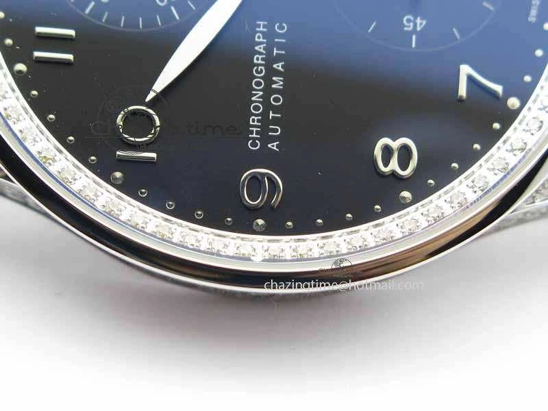 Portuguese IW3714 Diam ZF V2 1:1 Best Edition Black Dial On Black Leather Strap A79350 (Slim Movement)