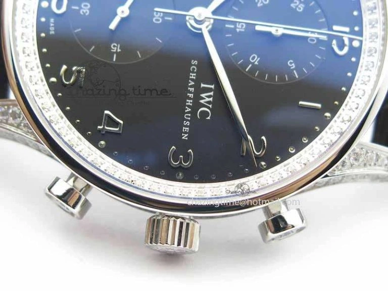 Portuguese IW3714 Diam ZF V2 1:1 Best Edition Black Dial On Black Leather Strap A79350 (Slim Movement)