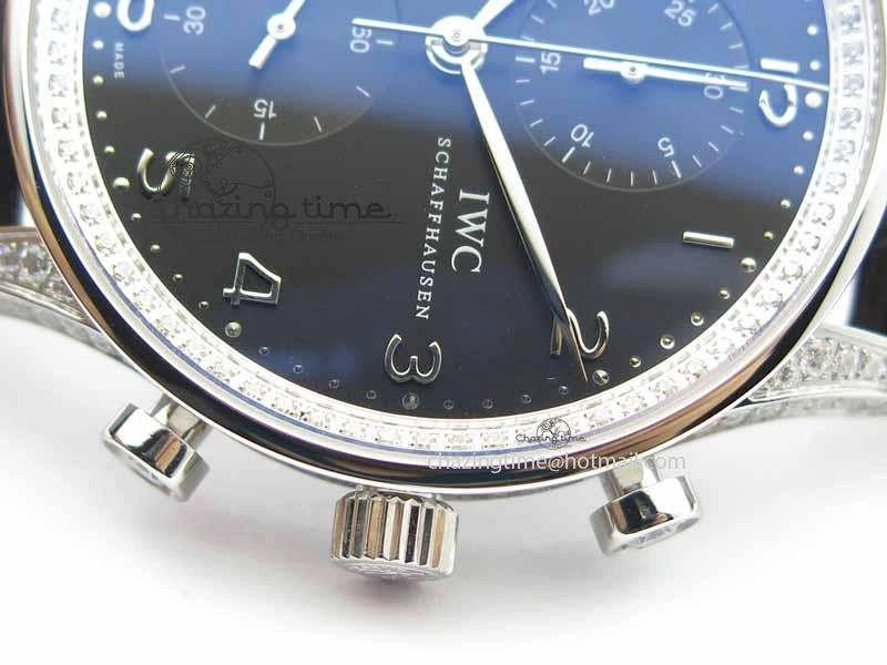 Portuguese IW3714 Diam ZF V2 1:1 Best Edition Black Dial On Black Leather Strap A79350 (Slim Movement)