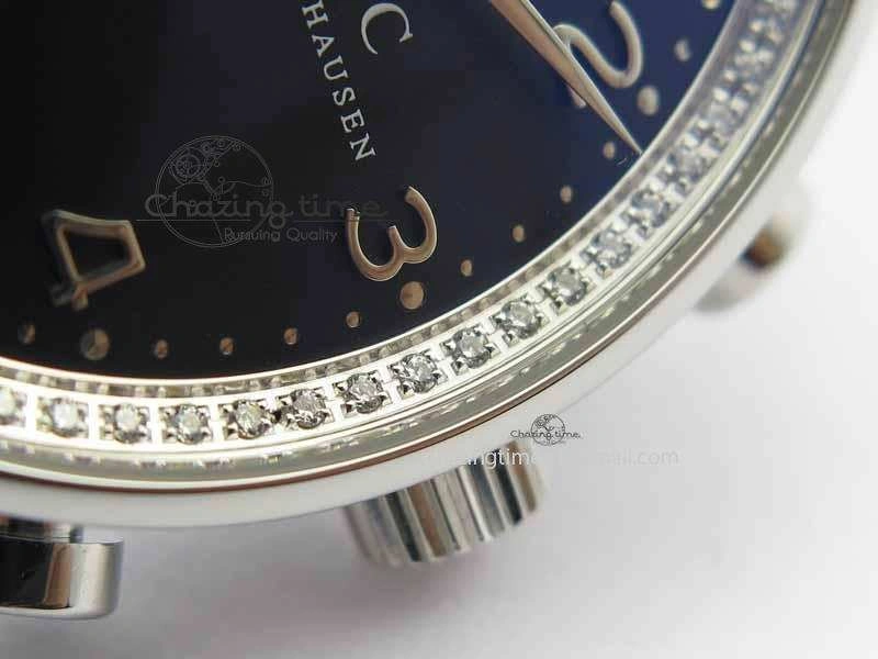 Portuguese IW3714 Diam ZF V2 1:1 Best Edition Black Dial On Black Leather Strap A79350 (Slim Movement)