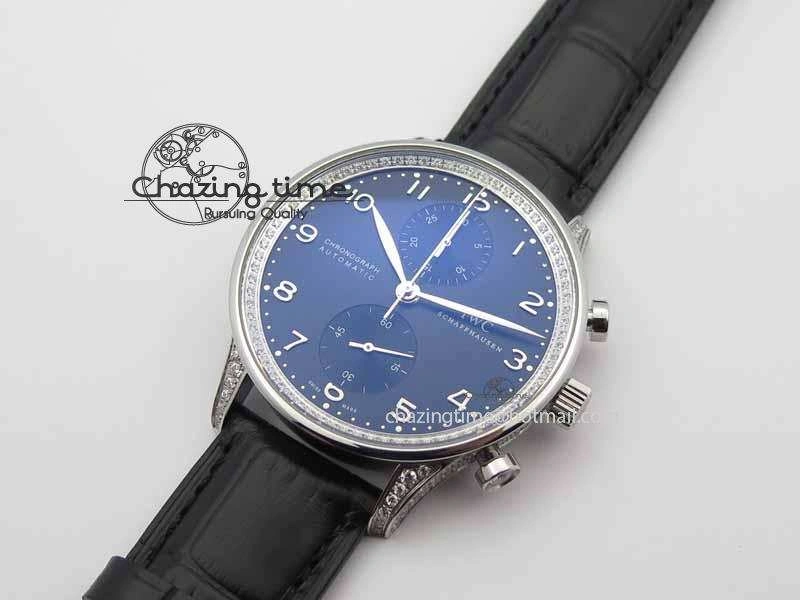 Portuguese IW3714 Diam ZF V2 1:1 Best Edition Black Dial On Black Leather Strap A79350 (Slim Movement)
