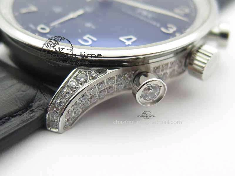 Portuguese IW3714 Diam ZF V2 1:1 Best Edition Black Dial On Black Leather Strap A79350 (Slim Movement)