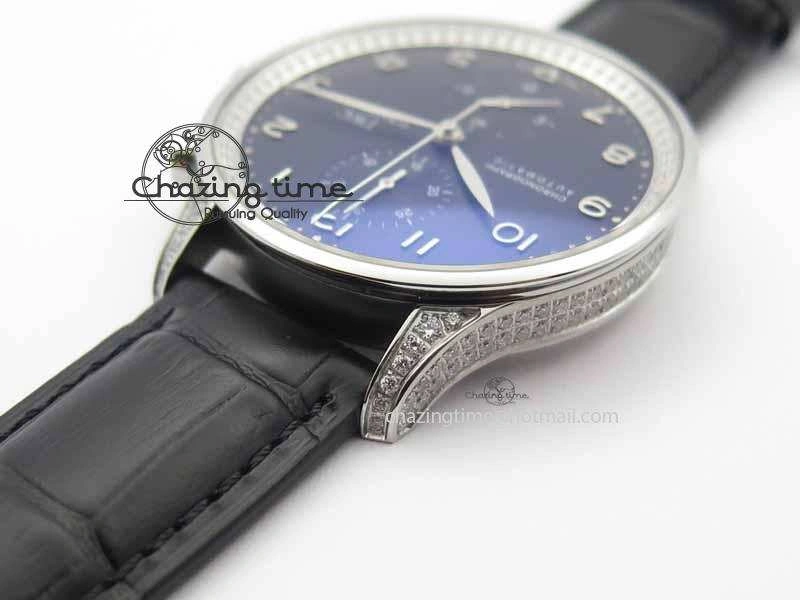 Portuguese IW3714 Diam ZF V2 1:1 Best Edition Black Dial On Black Leather Strap A79350 (Slim Movement)