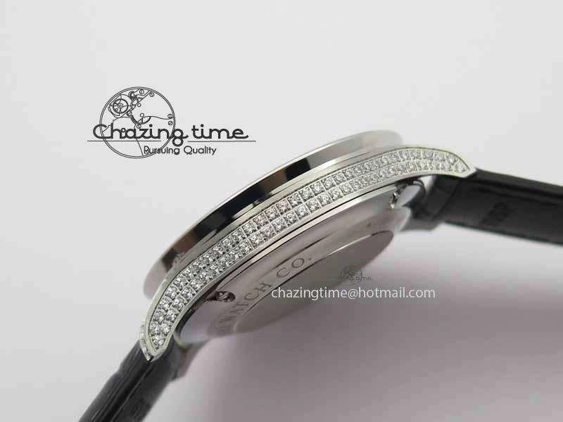 Portuguese IW3714 Diam ZF V2 1:1 Best Edition Black Dial On Black Leather Strap A79350 (Slim Movement)