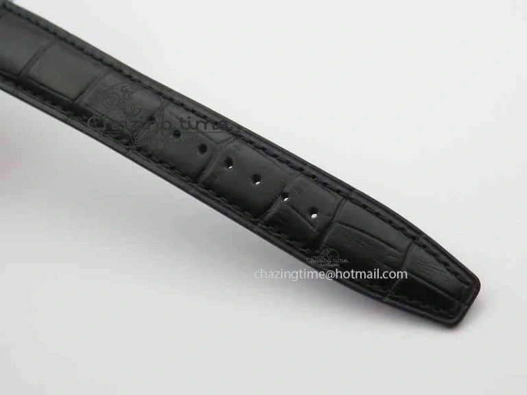 Portuguese IW3714 Diam ZF V2 1:1 Best Edition Black Dial On Black Leather Strap A79350 (Slim Movement)