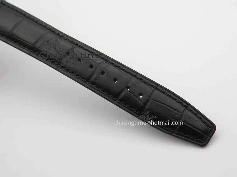 Portuguese IW3714 Diam ZF V2 1:1 Best Edition Black Dial On Black Leather Strap A79350 (Slim Movement)