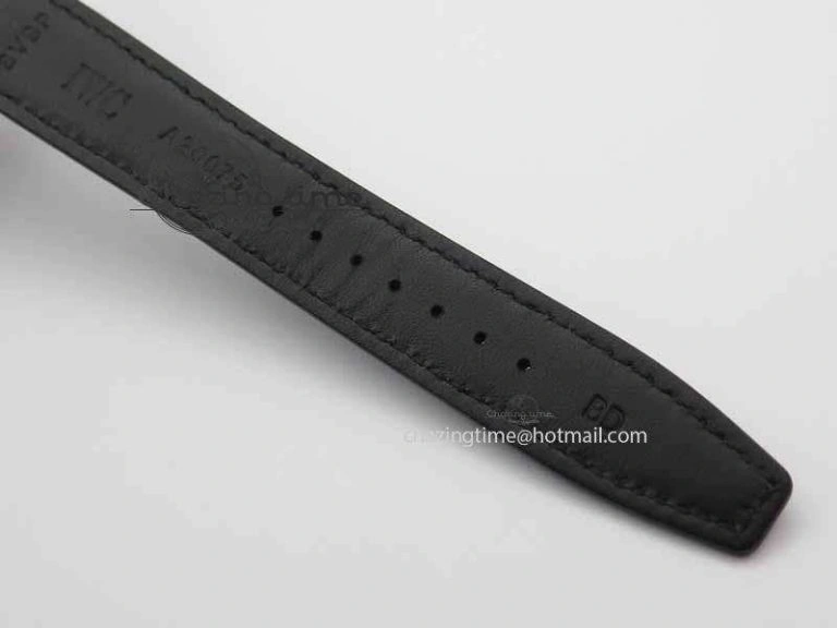 Portuguese IW3714 Diam ZF V2 1:1 Best Edition Black Dial On Black Leather Strap A79350 (Slim Movement)