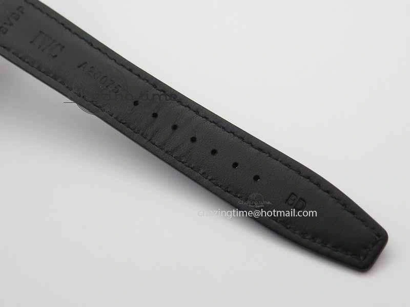 Portuguese IW3714 Diam ZF V2 1:1 Best Edition Black Dial On Black Leather Strap A79350 (Slim Movement)