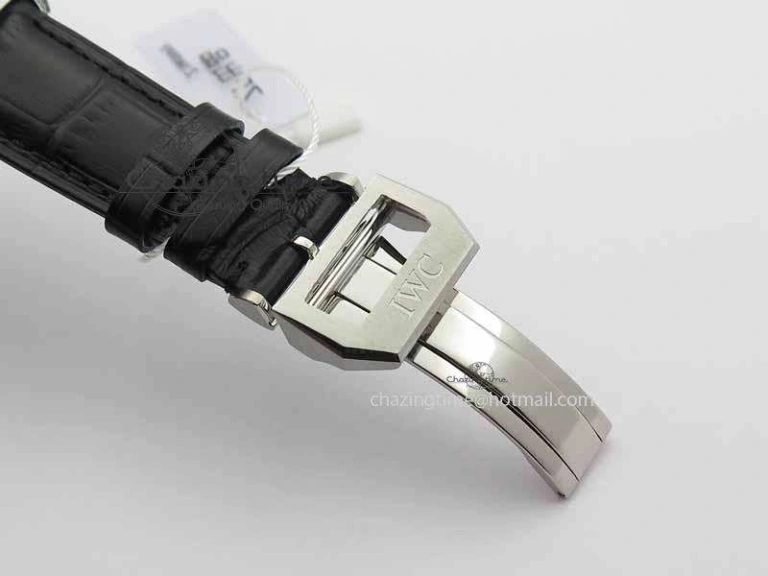 Portuguese IW3714 Diam ZF V2 1:1 Best Edition Black Dial On Black Leather Strap A79350 (Slim Movement)
