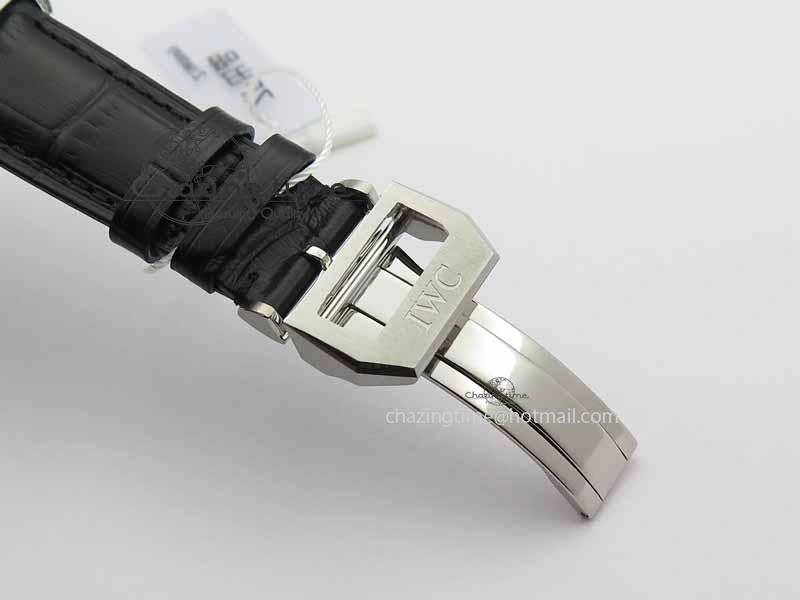 Portuguese IW3714 Diam ZF V2 1:1 Best Edition Black Dial On Black Leather Strap A79350 (Slim Movement)