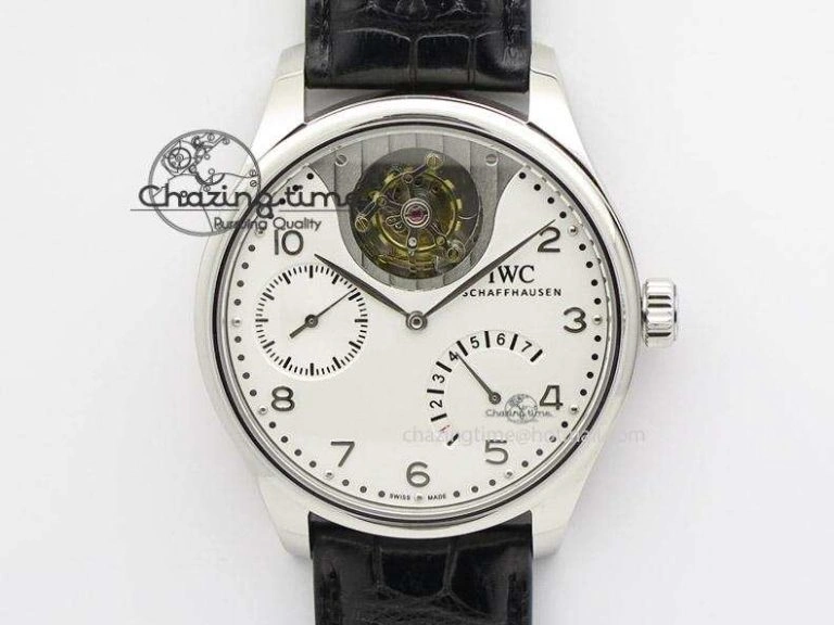 Portuguese IW3714 Diam ZF V2 1:1 Best Edition Gray Dial On Brown Leather Strap A79350 (Slim Movement)
