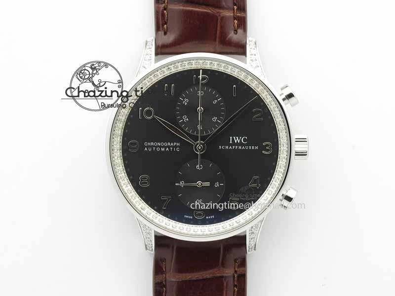 Portuguese IW3714 Diam ZF V2 1:1 Best Edition Gray Dial On Brown Leather Strap A79350 (Slim Movement)