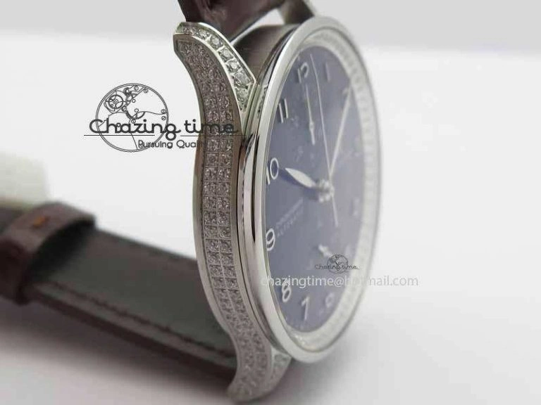 Portuguese IW3714 Diam ZF V2 1:1 Best Edition Gray Dial On Brown Leather Strap A79350 (Slim Movement)