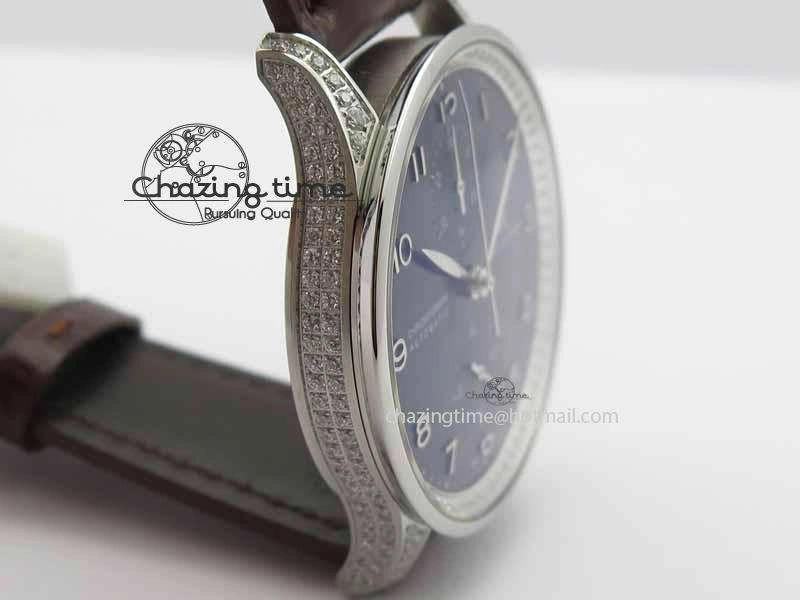 Portuguese IW3714 Diam ZF V2 1:1 Best Edition Gray Dial On Brown Leather Strap A79350 (Slim Movement)