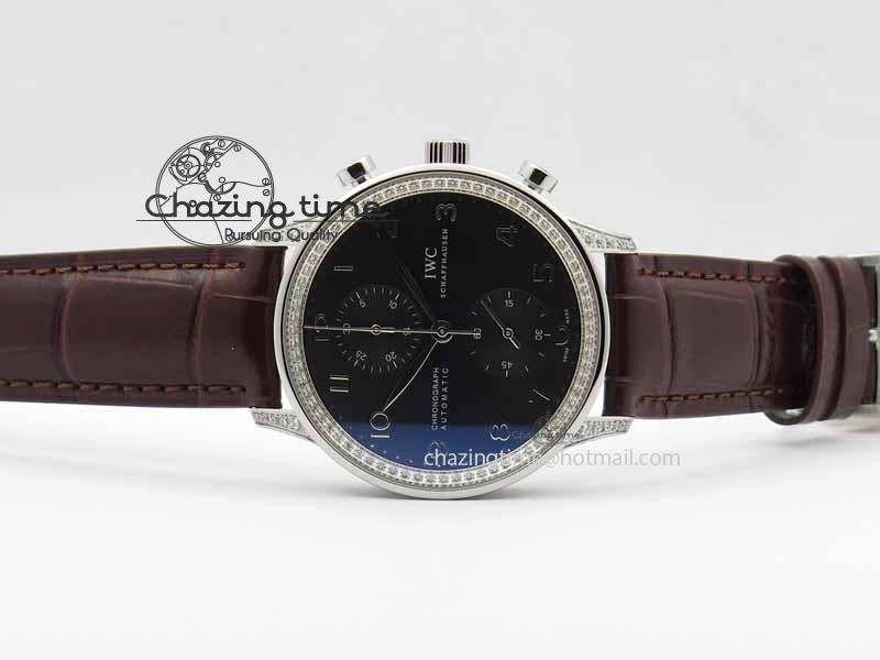 Portuguese IW3714 Diam ZF V2 1:1 Best Edition Gray Dial On Brown Leather Strap A79350 (Slim Movement)