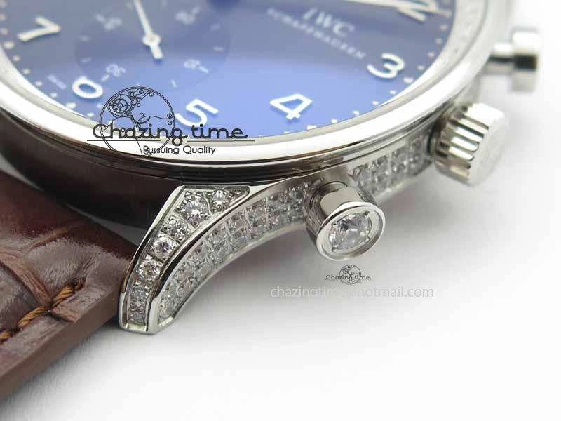 Portuguese IW3714 Diam ZF V2 1:1 Best Edition Gray Dial On Brown Leather Strap A79350 (Slim Movement)