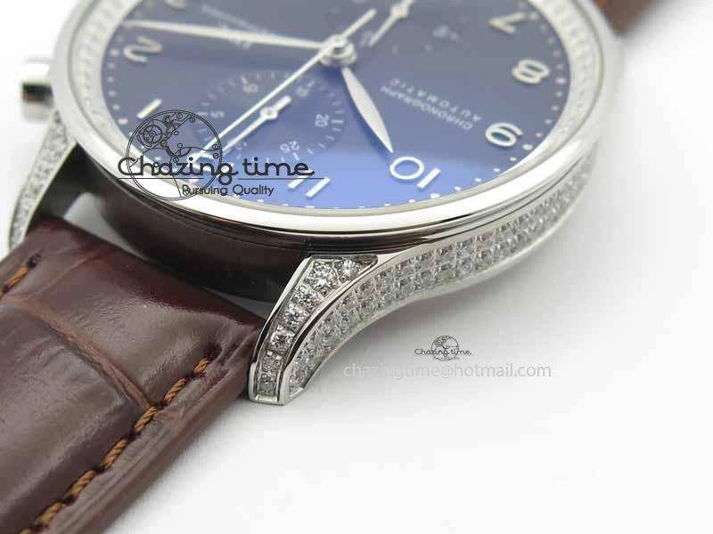 Portuguese IW3714 Diam ZF V2 1:1 Best Edition Gray Dial On Brown Leather Strap A79350 (Slim Movement)