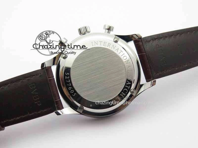 Portuguese IW3714 Diam ZF V2 1:1 Best Edition Gray Dial On Brown Leather Strap A79350 (Slim Movement)
