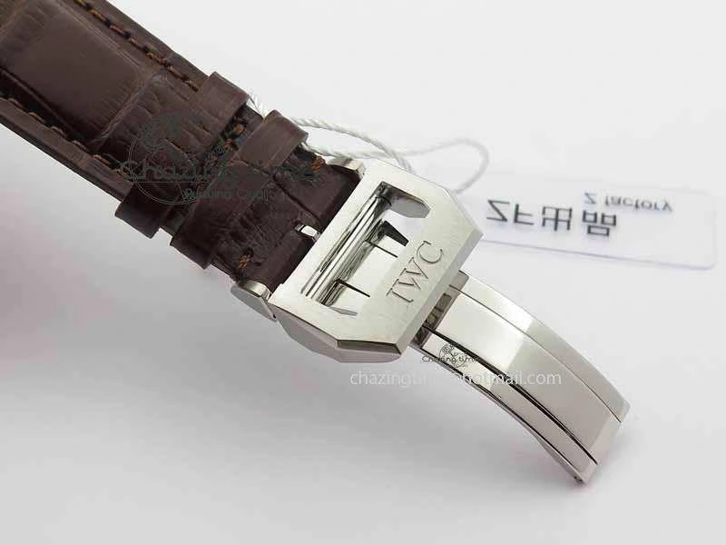 Portuguese IW3714 Diam ZF V2 1:1 Best Edition Gray Dial On Brown Leather Strap A79350 (Slim Movement)