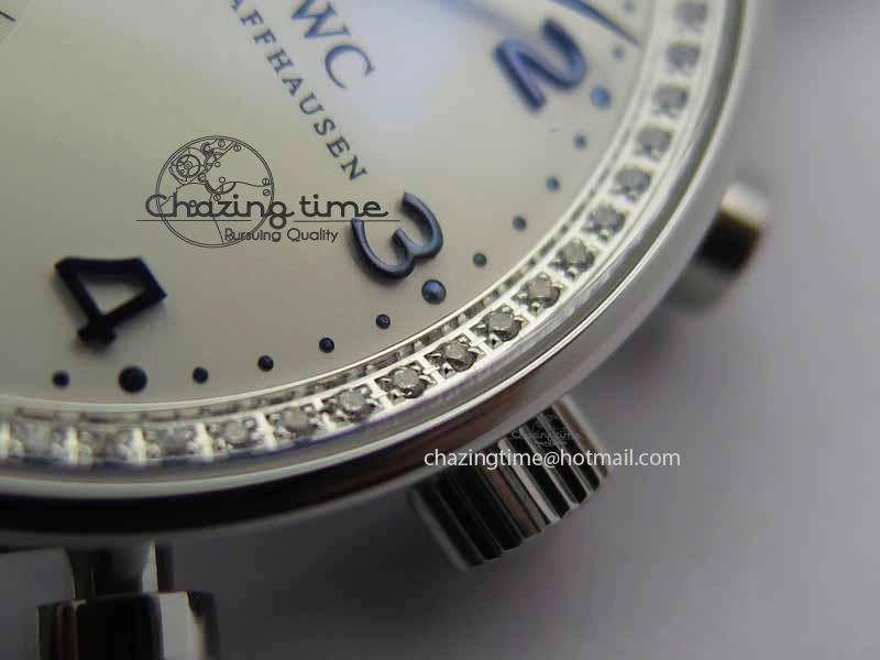 Portuguese IW3714 Diam ZF V2 1:1 Best Edition White Dial Blue Makers On Blue Leather Strap A79350 (Slim Movement)