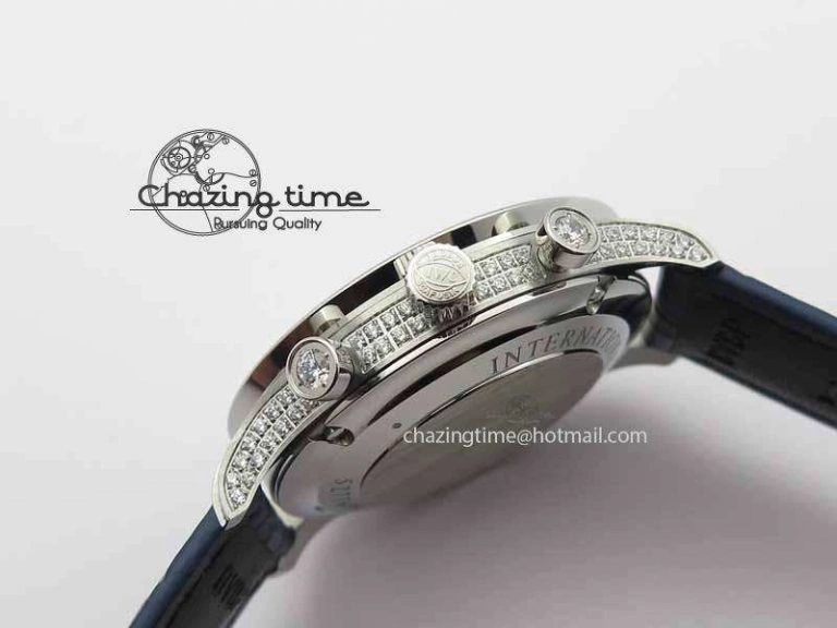 Portuguese IW3714 Diam ZF V2 1:1 Best Edition White Dial Blue Makers On Blue Leather Strap A79350 (Slim Movement)