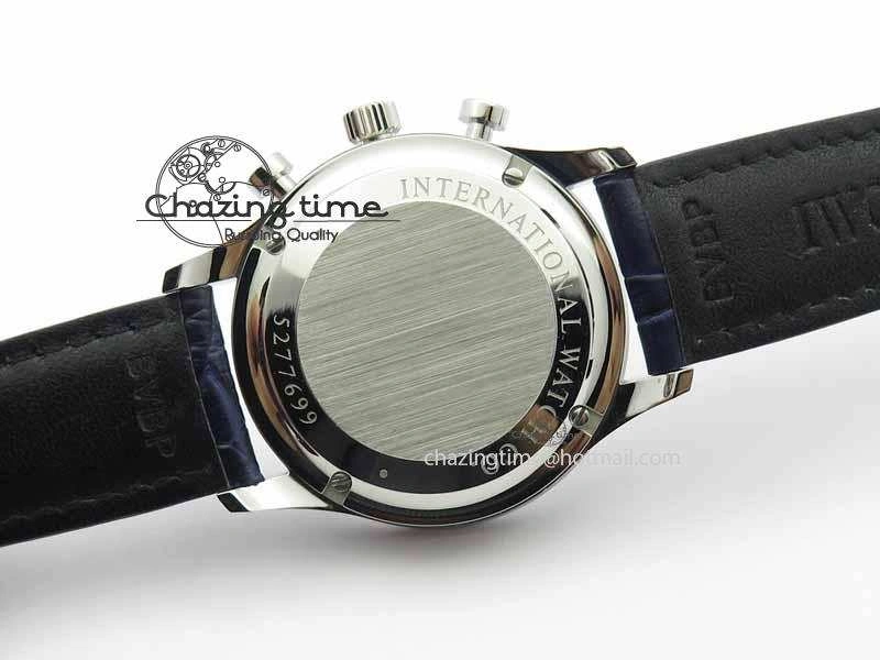 Portuguese IW3714 Diam ZF V2 1:1 Best Edition White Dial Blue Makers On Blue Leather Strap A79350 (Slim Movement)