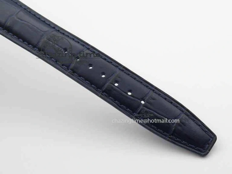 Portuguese IW3714 Diam ZF V2 1:1 Best Edition White Dial Blue Makers On Blue Leather Strap A79350 (Slim Movement)