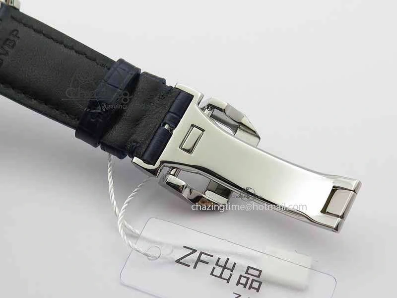 Portuguese IW3714 Diam ZF V2 1:1 Best Edition White Dial Blue Makers On Blue Leather Strap A79350 (Slim Movement)