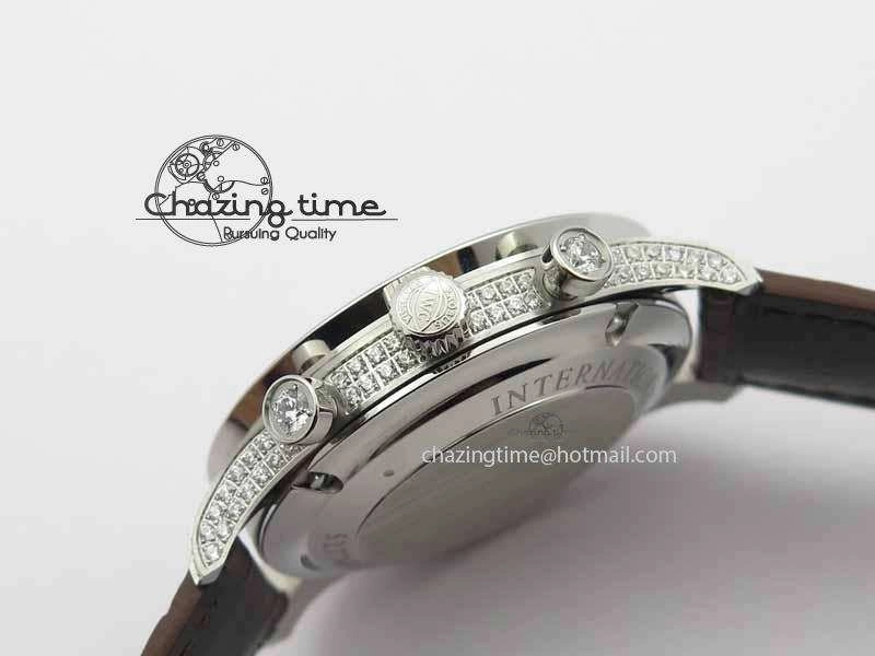 Portuguese IW3714 Diam ZF V2 1:1 Best Edition White Dial RG Numbers On Brown Leather Strap A79350 (Slim Movement)