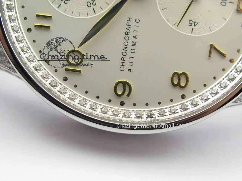 Portuguese IW3714 Diam ZF V2 1:1 Best Edition White Dial RG Numbers On Brown Leather Strap A79350 (Slim Movement)