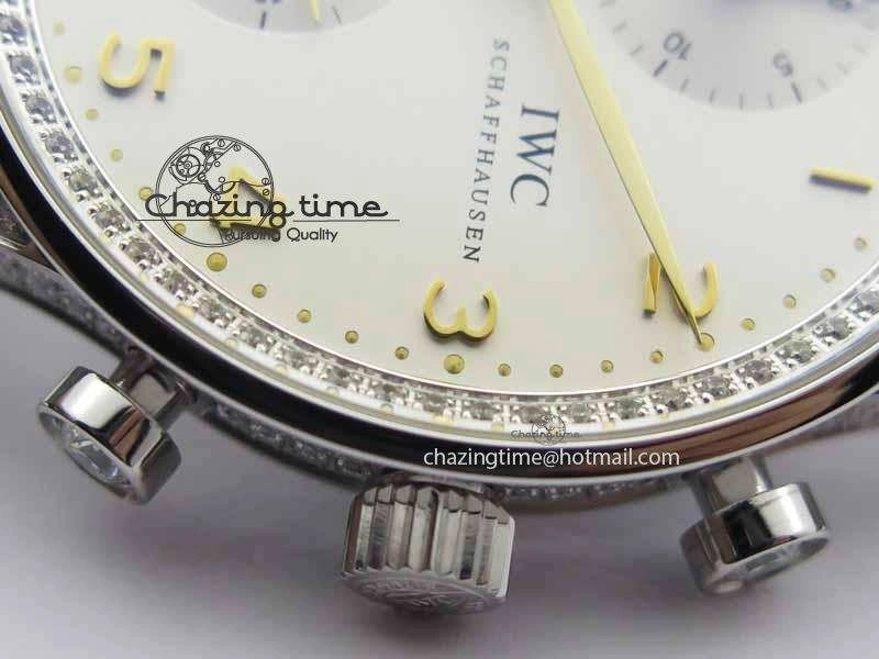 Portuguese IW3714 Diam ZF V2 1:1 Best Edition White Dial RG Numbers On Brown Leather Strap A79350 (Slim Movement)